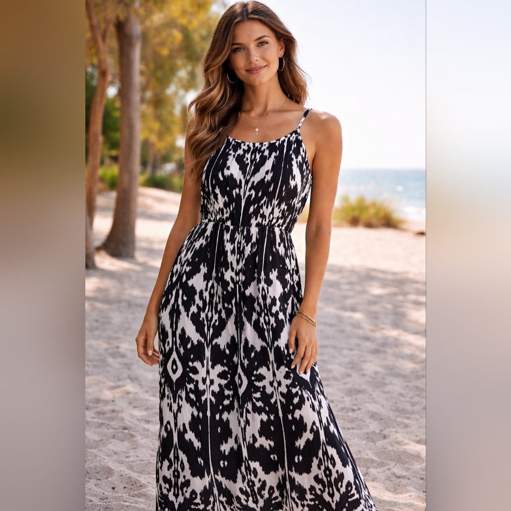 Athleta Black and White Maxi Skirt